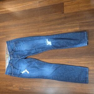 RICH & SKINNY BUTTON FLY DISTRESSED RIPPED JEANS RHINESTONE EMBELLESHMENTS 29